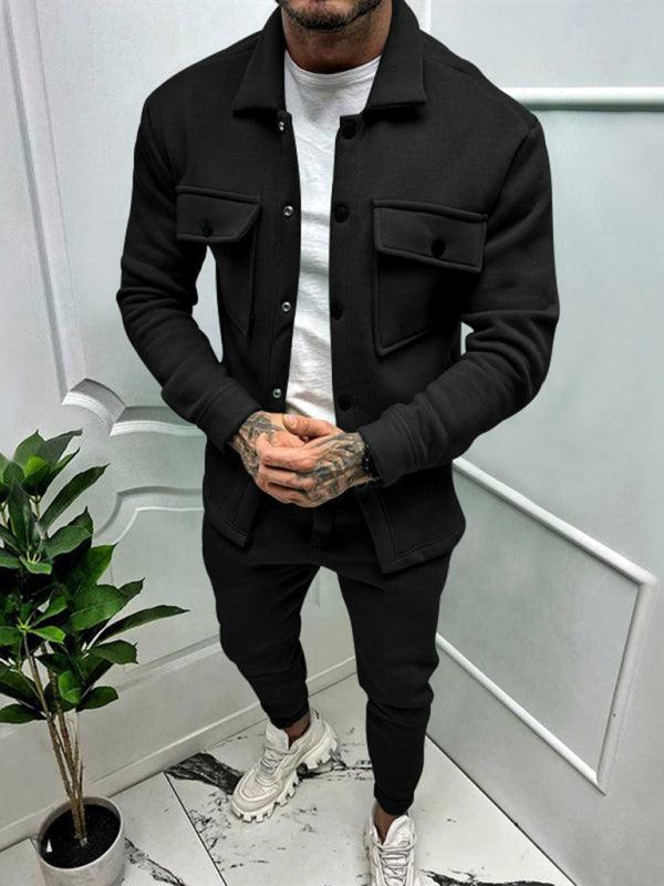 Kakaclo long sleeved vintage trousers paired with a stylish black jacket for a modern look