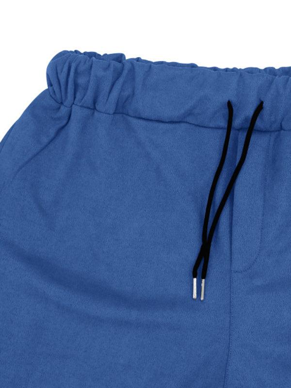 Kakaclo Long Sleeved Vintage Trousers in Blue with Elastic Waistband and Drawstring