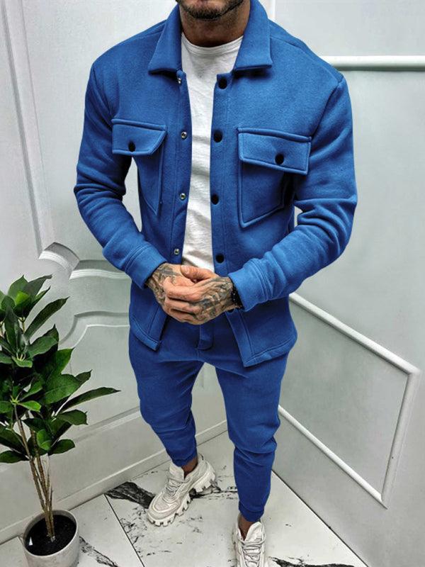 Kakaclo long sleeved vintage trousers in blue with matching jacket for a stylish look