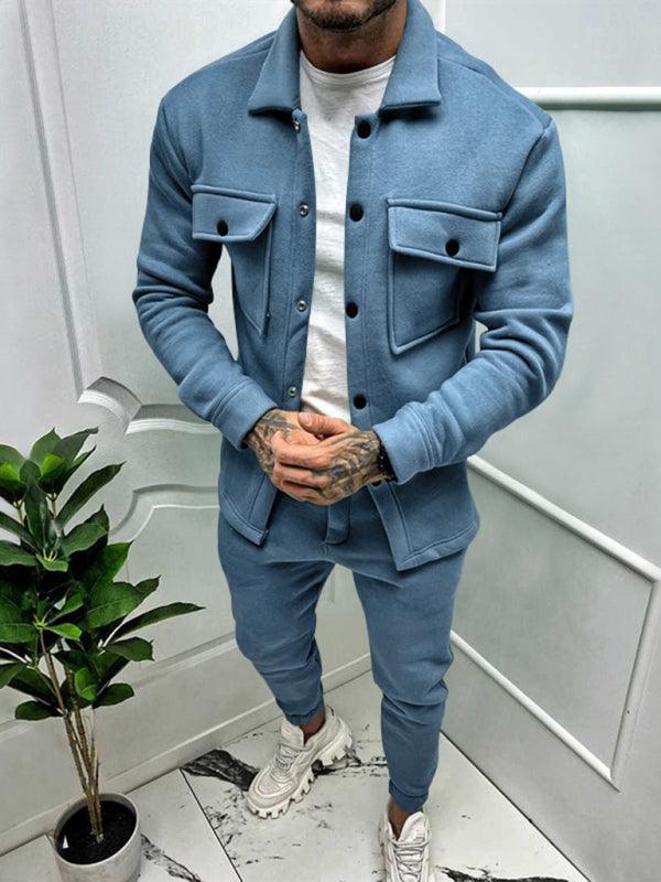 Kakaclo long sleeved vintage trousers in blue, stylish and comfortable for casual outfits