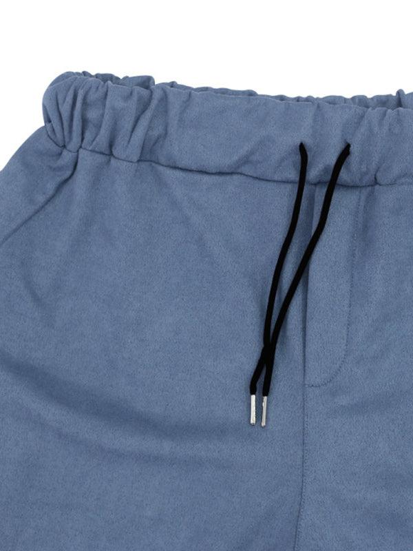 Kakaclo long sleeved vintage trousers in soft blue fabric with adjustable drawstring waist