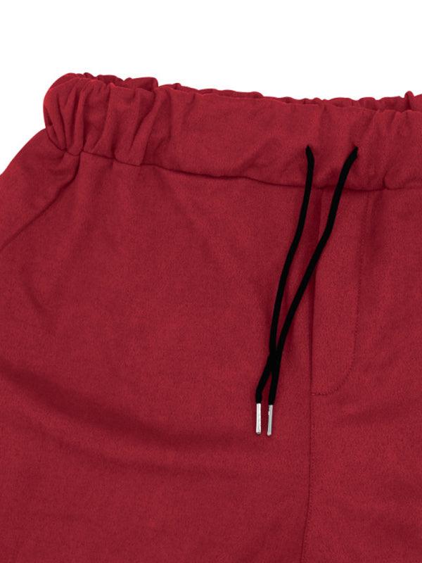 Close-up of Kakaclo long sleeved vintage trousers with elastic waistband and drawstring for comfort