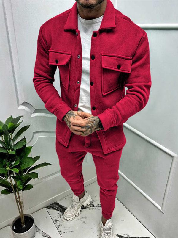 Men's long sleeved vintage trousers in red with matching jacket for a stylish look