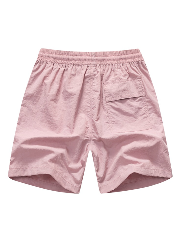 Kakaclo men's quick-dry summer shorts in light pink with an elastic waistband and back pocket