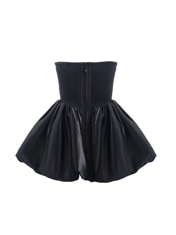 Kakaclo Royal Fashion Tutu Dress in Black with a Strapless Design and Flared Skirt