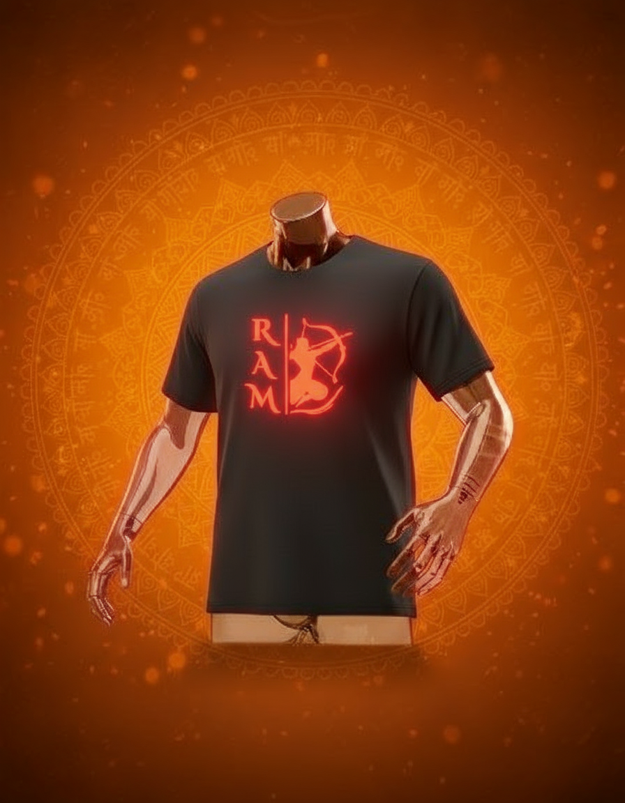 Glow in the dark ram orange graphic tee featuring a bold design on a black background