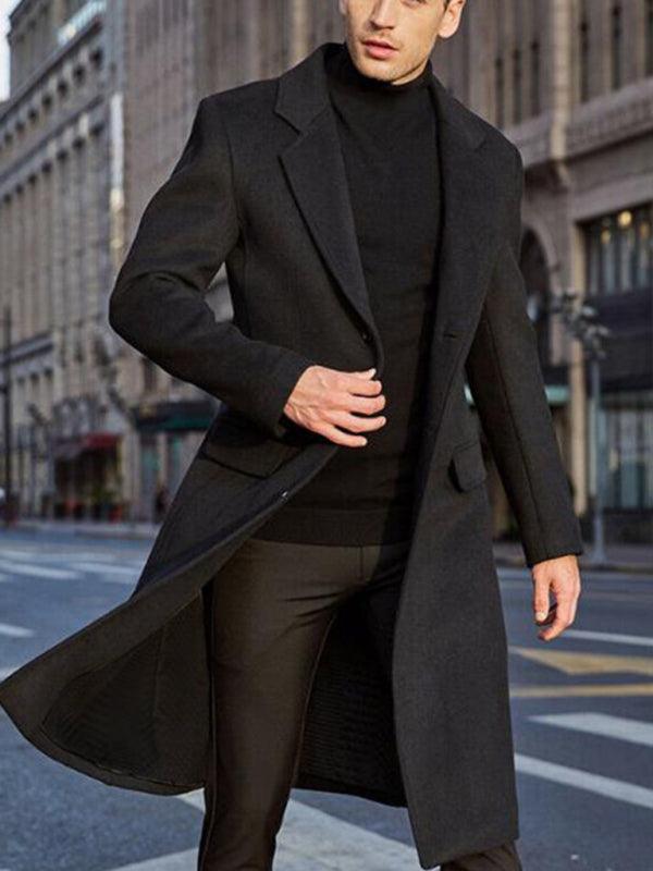 Kakaclo long woolen winter windbreaker coat in black for stylish warmth and protection