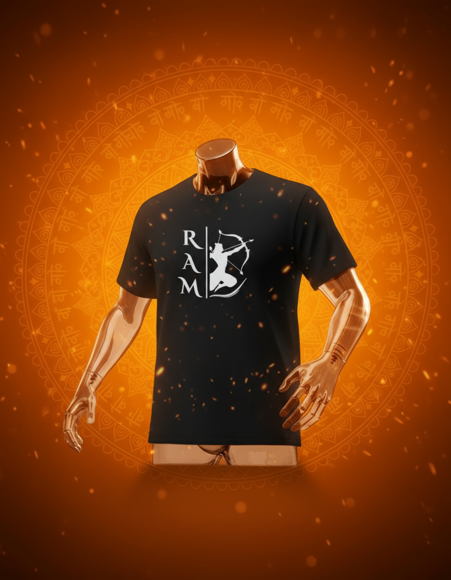 Ram god graphic t-shirt black and white showcasing a stylish design on a black background