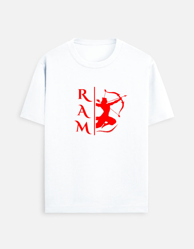 Ram print unisex red t-shirt featuring a bold graphic design on a white background