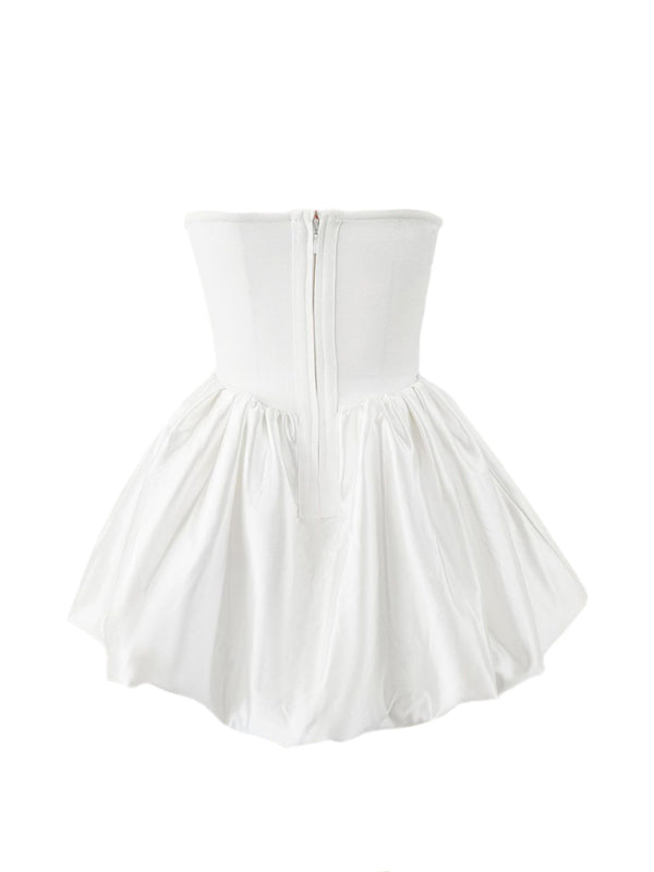 Kakaclo Royal Fashion Tutu Dress in White with Strapless Design and Full Skirt