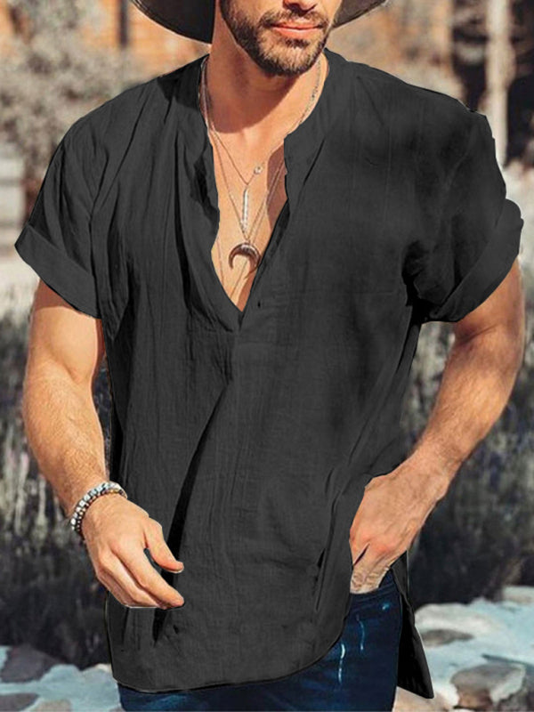 Kakaclo summer round neck shirt in black, perfect for casual outings and warm weather